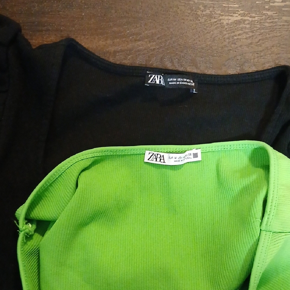 Zara Black and‎ Green Crop Top with Chic Appeal - Picture 2 of 4